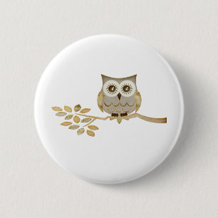 Macaron Rond 5 Cm Hibou large de yeux dans l'arbre
