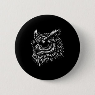Macaron Rond 5 Cm Hibou oiseau cool avec lunettes de soleil encre vi