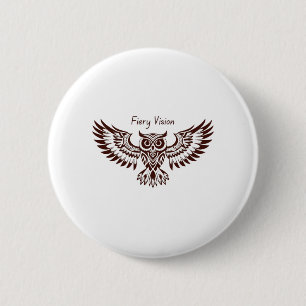 Macaron Rond 5 Cm Hibou Phénix – Vision Fougueuse