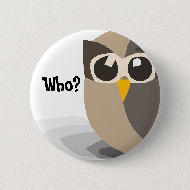 Macaron Rond 5 Cm hibou, qui ? Bouton (Devant)