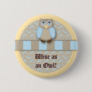 Macaron Rond 5 Cm 'Hibou sage mignon de N le vieux