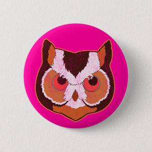 Macaron Rond 5 Cm Hibou vintage