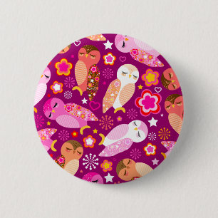 Macaron Rond 5 Cm Hiboux de paix et d'amour