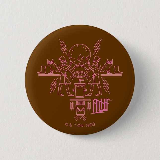 Macaron Rond 5 Cm Hiéroglyphes de la force de la faim des Ados d'Aqu (Devant)