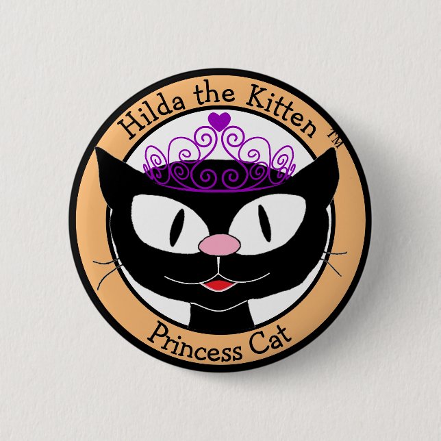 Macaron Rond 5 Cm Hilda le Kitten™ Princess Cat (Devant)