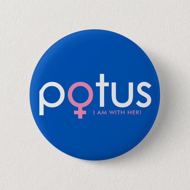 Macaron Rond 5 Cm Hillary Clinton 2016 - #iamwither de POTUS (Devant)