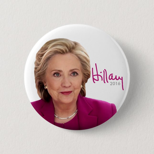 Macaron Rond 5 Cm Hillary Clinton 2016 pour le président - signature (Devant)