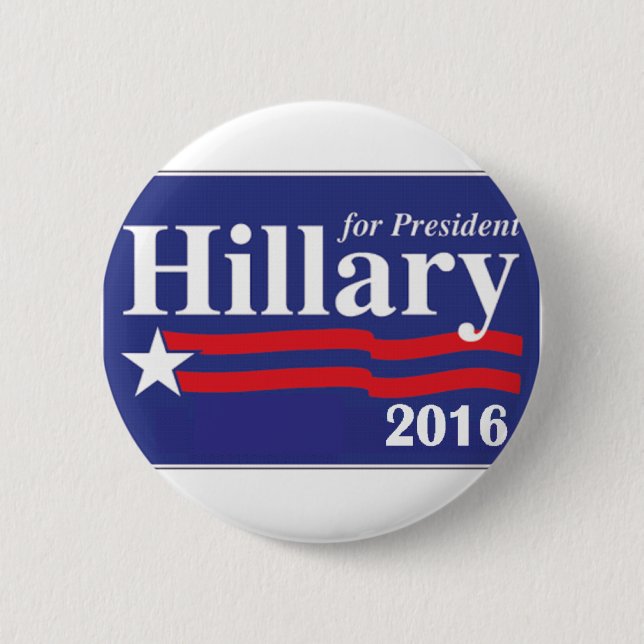 Macaron Rond 5 Cm Hillary Clinton pour le Pin de président 2016 (Devant)
