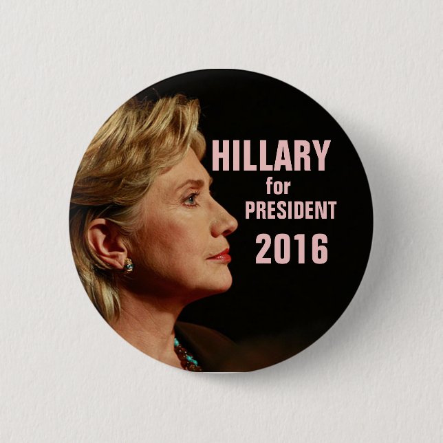 Macaron Rond 5 Cm Hillary Clinton pour le président 2016 (Devant)