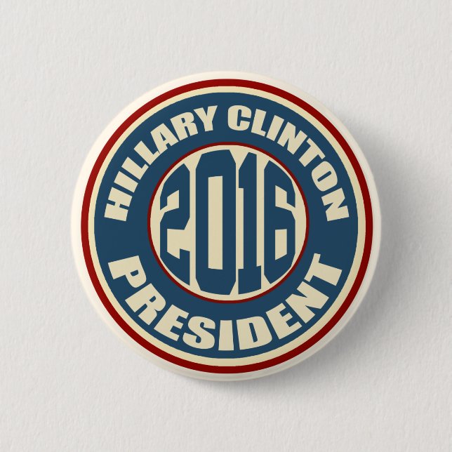 Macaron Rond 5 Cm Hillary Clinton pour le président en 2016 (Devant)
