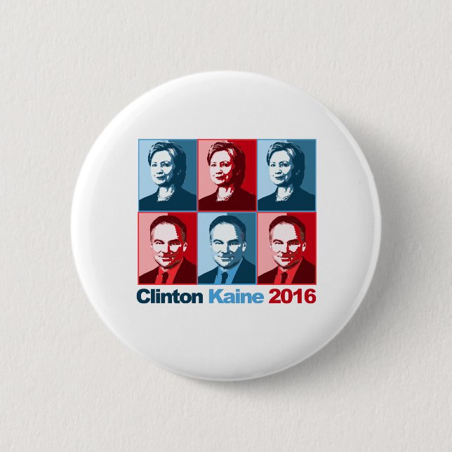 Macaron Rond 5 Cm Hillary Clinton Tim Kaine 2016 (Devant)