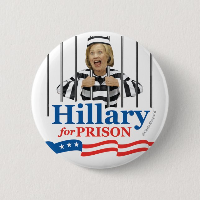 Macaron Rond 5 Cm HILLARY POUR LA PRISON ! Anti Clinton l'enferment (Devant)