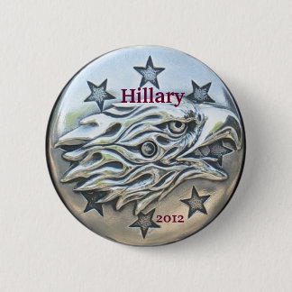 Macaron Rond 5 Cm Hillary pour le président 2012, Eagle argenté