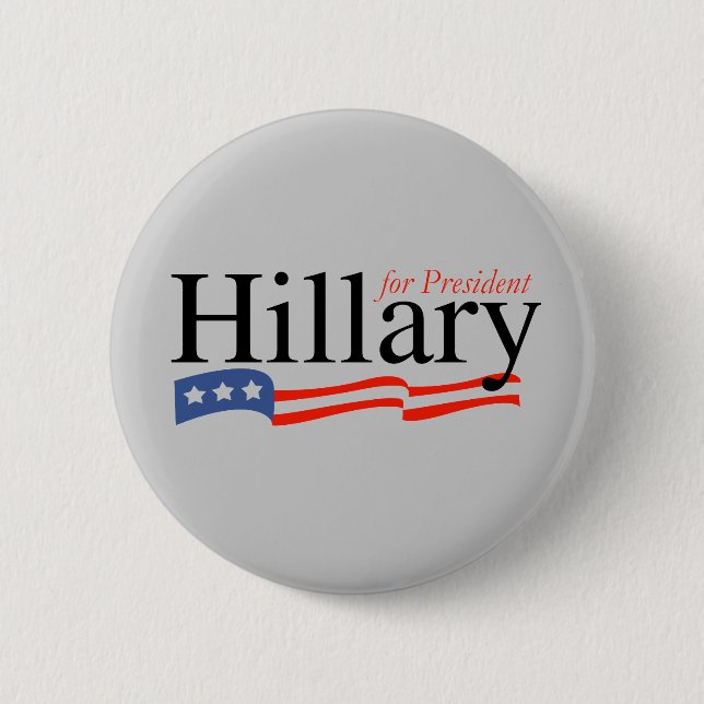 Macaron Rond 5 Cm Hillary pour le Président Button (Devant)
