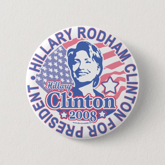Macaron Rond 5 Cm Hillary Rodham Clinton pour le Président Button (Devant)