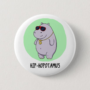 Macaron Rond 5 Cm Hip-Hopotamus Funny Hippo Pun