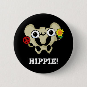 Macaron Rond 5 Cm Hippie Funny Hip Bone Pun Dark BG