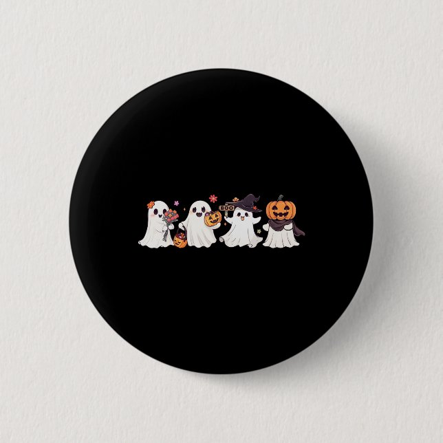 Macaron Rond 5 Cm Hippie Halloween mignonne Ghost Boo Saison Éffraya (Devant)