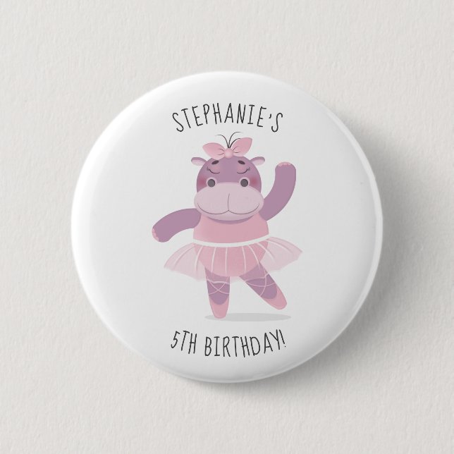 Macaron Rond 5 Cm Hippo Ballerina (Devant)