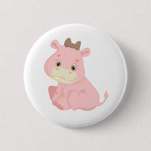 Macaron Rond 5 Cm Hippo de bébé rose