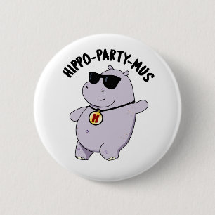 Macaron Rond 5 Cm Hippo-party-mus Funny Animal Hippo Pun