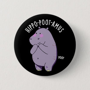 Macaron Rond 5 Cm Hippo-poot-amus Drôle Farting Hippo Pun Dark BG
