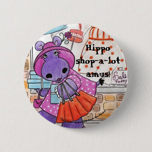 Macaron Rond 5 Cm Hippo Shopping-Hippo shop-a-lot amus!
