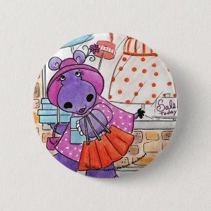 Macaron Rond 5 Cm Hippo Shopping-Hippo shop-a-lot amus!