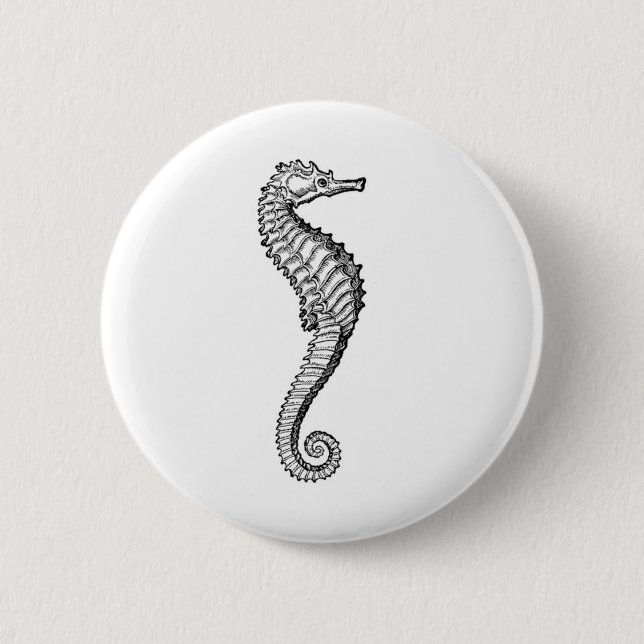 Macaron Rond 5 Cm Hippocampe (Devant)