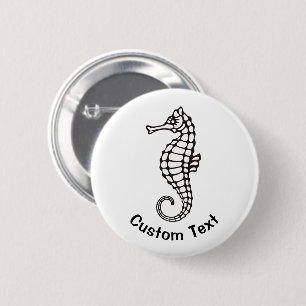 Macaron Rond 5 Cm Hippocampe noir