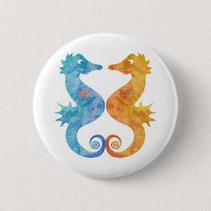 Macaron Rond 5 Cm Hippocampes dans l'amour