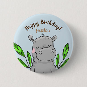 Macaron Rond 5 Cm Hippopotame mignon fait sur commande de joyeux