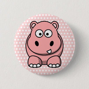 Macaron Rond 5 Cm Hippopotame Rose Mignon
