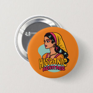 Macaron Rond 5 Cm Hispana Héritage Hispanique Dessin À La Main