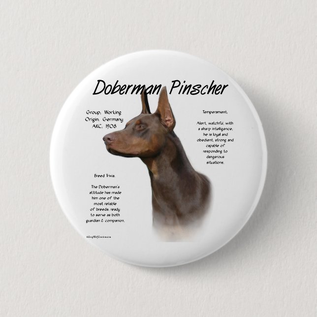 Macaron Rond 5 Cm Histoire de Red Doberman (Devant)
