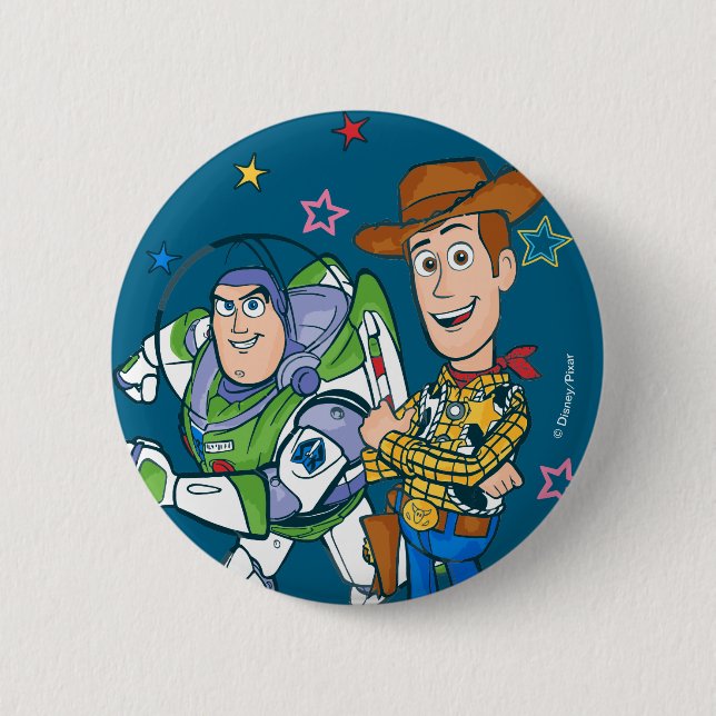 Macaron Rond 5 Cm Histoire du jouet | Buzz & Woody (Devant)
