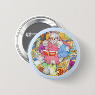 Macaron Rond 5 Cm HISTOIRE DU SOIR Bouton Rond - Bleu