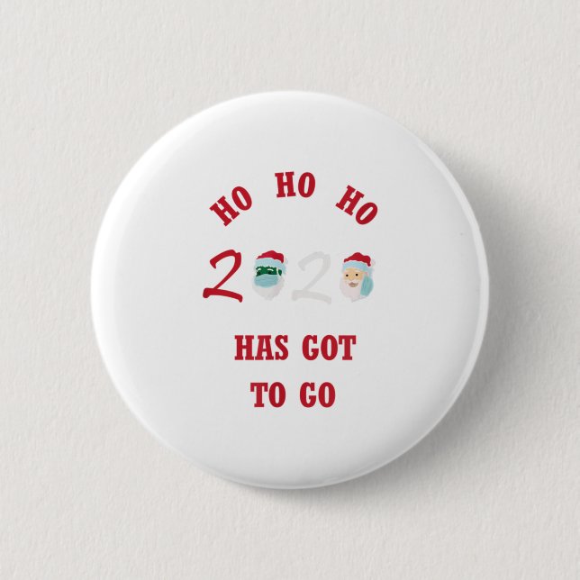 MACARON ROND 5 CM HO HO HO 2020 DOIT ALLER (Devant)