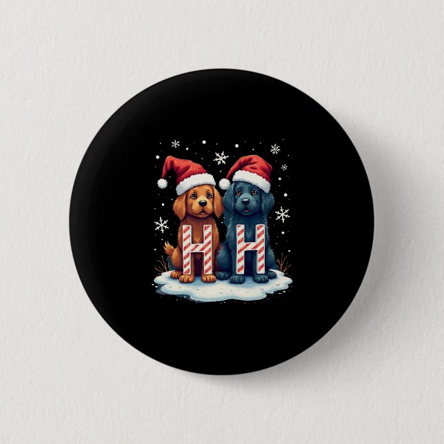 Macaron Rond 5 Cm Ho Ho Ho Great Pyrenees Dog Lover Christmas Santa  (Devant)