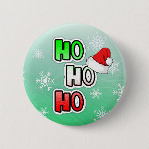 Macaron Rond 5 Cm HO HO HO Merry Christmas Santa Hat Button