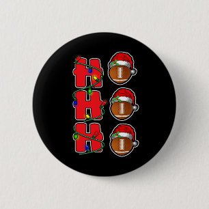 Macaron Rond 5 Cm Ho Ho Ho Santa Hat Football Ball Christmas Fun Men