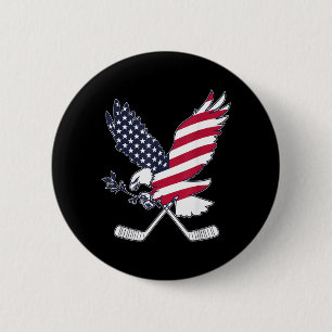 Macaron Rond 5 Cm Hockey Drapeau Américain