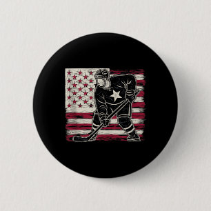 Macaron Rond 5 Cm Hockey Drapeau Américain