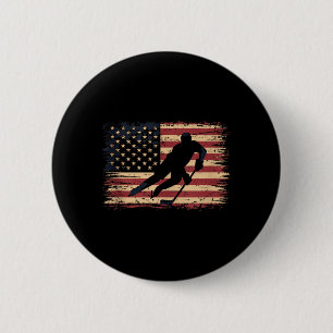 Macaron Rond 5 Cm Hockey Drapeau Américain