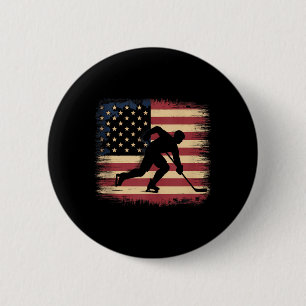 Macaron Rond 5 Cm Hockey Drapeau Américain