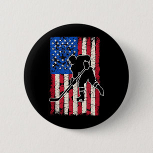 Macaron Rond 5 Cm Hockey Drapeau Américain