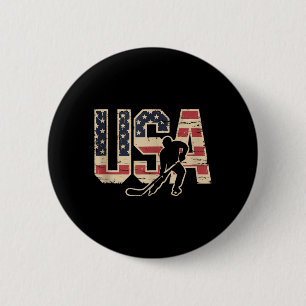 Macaron Rond 5 Cm Hockey Drapeau Américain