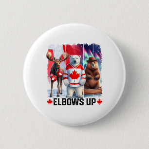 Macaron Rond 5 Cm Hockey Drapeau du Canada Boxe de castor amusant M