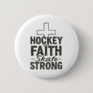 Macaron Rond 5 Cm Hockey et foi patinent fort 