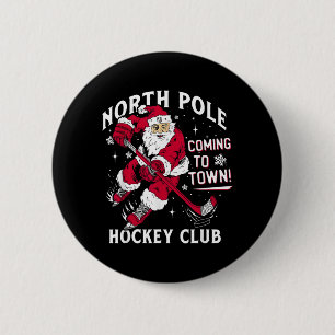 Macaron Rond 5 Cm Hockey Pôle Nord Venant En Ville Noël